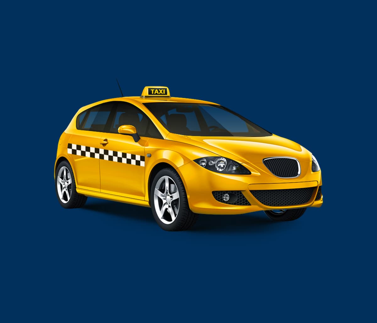 A modern taxi in a city